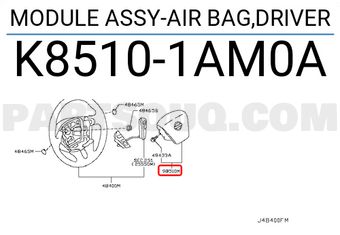 Nissan K85101AM0A MODULE ASSY-AIR BAG,DRIVER