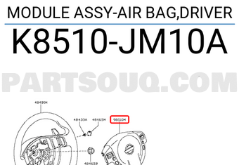 Nissan K8510JM10A MODULE ASSY-AIR BAG,DRIVER