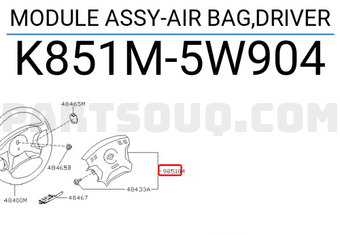 Nissan K851M5W904 MODULE ASSY-AIR BAG,DRIVER
