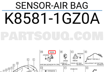 Nissan K85811GZ0A SENSOR-AIR BAG