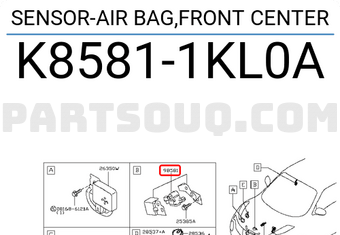 Nissan K85811KL0A SENSOR-AIR BAG,FRONT CENTER