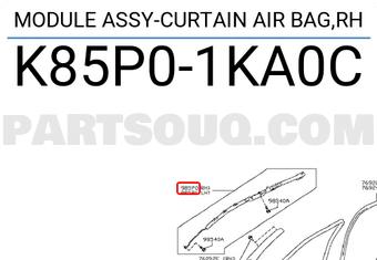 Nissan K85P01KA0C MODULE ASSY-CURTAIN AIR BAG,RH