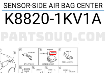 Nissan K88201KV1A SENSOR-SIDE AIR BAG CENTER