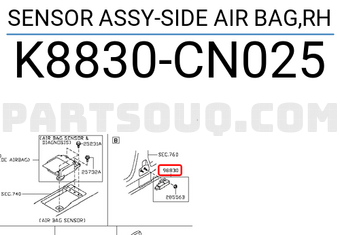 Nissan K8830CN025 SENSOR ASSY-SIDE AIR BAG,RH