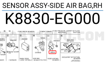 Nissan K8830EG000 SENSOR ASSY-SIDE AIR BAG,RH