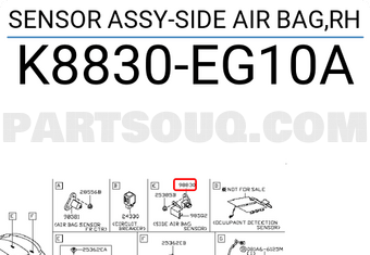 Nissan K8830EG10A SENSOR ASSY-SIDE AIR BAG,RH