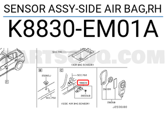 Nissan K8830EM01A SENSOR ASSY-SIDE AIR BAG,RH