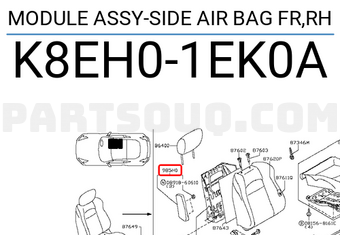 Nissan K8EH01EK0A MODULE ASSY-SIDE AIR BAG FR,RH
