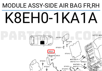 Nissan K8EH01KA1A MODULE ASSY-SIDE AIR BAG FR,RH