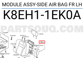 Nissan K8EH11EK0A MODULE ASSY-SIDE AIR BAG FR LH