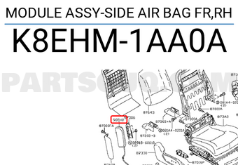 Nissan K8EHM1AA0A MODULE ASSY-SIDE AIR BAG FR,RH