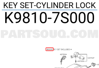Nissan K98107S000 KEY SET-CYLINDER LOCK