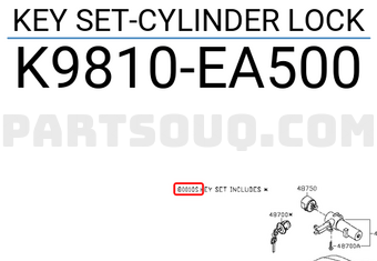 Nissan K9810EA500 KEY SET-CYLINDER LOCK