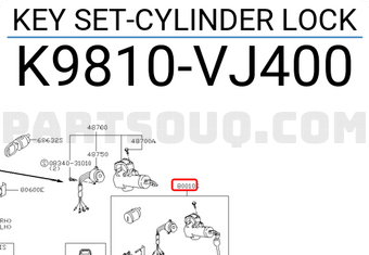 Nissan K9810VJ400 KEY SET-CYLINDER LOCK
