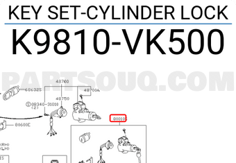 Nissan K9810VK500 KEY SET-CYLINDER LOCK
