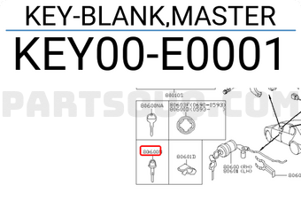 Nissan KEY00E0001 KEY-BLANK,MASTER