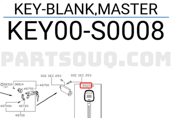 Nissan KEY00S0008 KEY-BLANK,MASTER