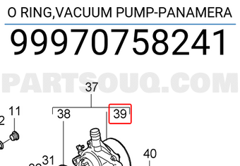 Porsche 99970758241 O RING,VACUUM PUMP-PANAMERA