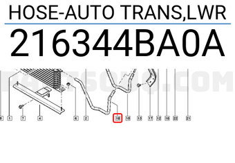 Renault 216344BA0A HOSE-AUTO TRANS,LWR