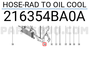 Renault 216354BA0A HOSE-RAD TO OIL COOL