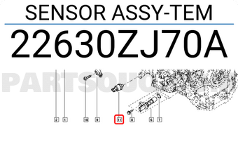 Renault 22630ZJ70A SENSOR ASSY-TEM