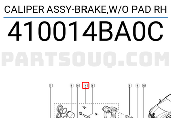 Renault 410014BA0C CALIPER ASSY-BRAKE,W/O PAD RH