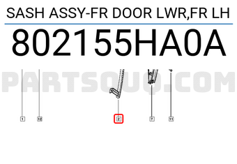 Renault 802155HA0A SASH ASSY-FR DOOR LWR,FR LH