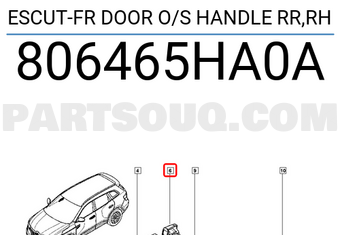 Renault 806465HA0A ESCUT-FR DOOR O/S HANDLE RR,RH