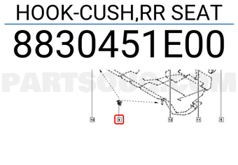 Renault 8830451E00 HOOK-CUSH,RR SEAT