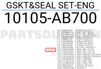 Subaru 10105AB700 GSKT&SEAL SET-ENG