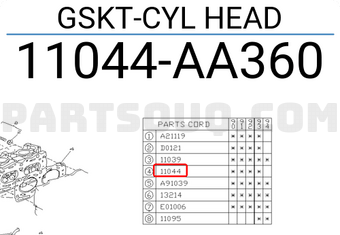 Subaru 11044AA360 GSKT-CYL HEAD