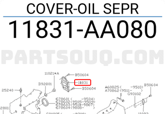 Subaru 11831AA080 COVER-OIL SEPR