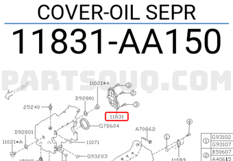 Subaru 11831AA150 COVER-OIL SEPR
