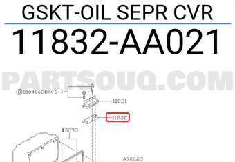 Subaru 11832AA021 GSKT-OIL SEPR CVR
