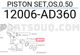 Subaru 12006AD360 PISTON SET,OS,0.50