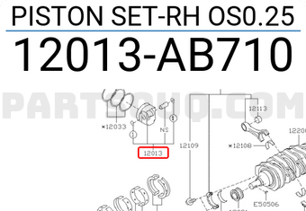 PISTON SET-RH OS0.25 12013AB710 | Subaru Parts | PartSouq