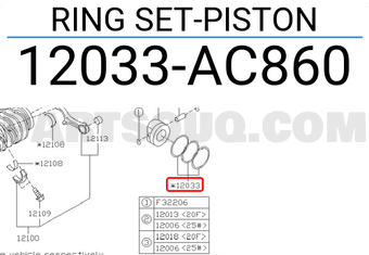 Subaru 12033AC860 RING SET-PISTON