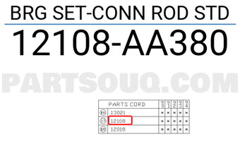 Subaru 12108AA380 BRG SET-CONN ROD STD