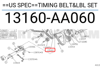Subaru 13160AA060 ==US SPEC==TIMING BELT&LBL SET