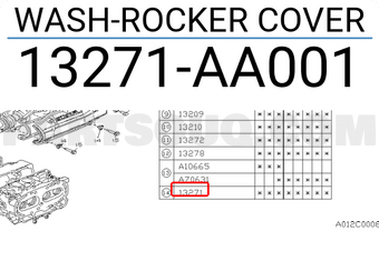 Subaru 13271AA001 WASH-ROCKER COVER