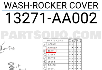 Subaru 13271AA002 WASH-ROCKER COVER