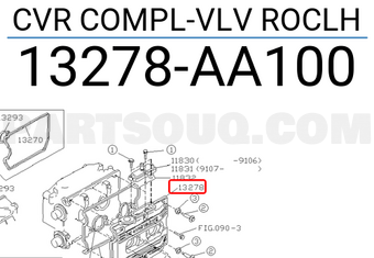 Subaru 13278AA100 CVR COMPL-VLV ROCLH