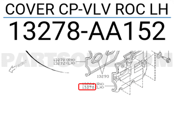 Subaru 13278AA152 COVER CP-VLV ROC LH