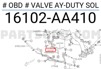 Subaru 16102AA410 # OBD # VALVE AY-DUTY SOL