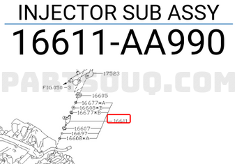 Subaru 16611AA990 INJECTOR SUB ASSY
