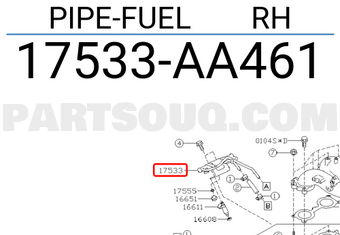 Subaru 17533AA461 PIPE-FUEL RH