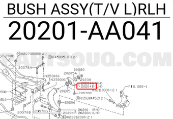 Subaru 20201AA041 BUSH ASSY(T/V L)RLH