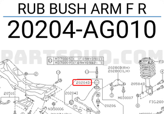 Subaru 20204AG010 RUB BUSH ARM F R