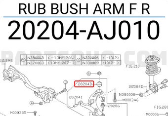 Subaru 20204AJ010 RUB BUSH ARM F R