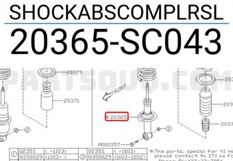 Subaru 20365SC043 SHOCKABSCOMPLRSL